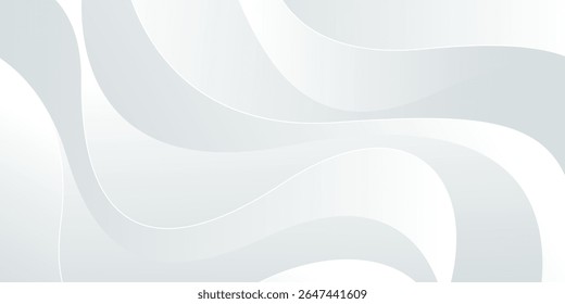Elegant modern white and gray wave background. Minimalist abstract flow lines for modern business wallpaper, presentation, banner, cover, template design, website, and more