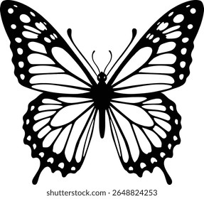 Elegante Monarca borboleta Silhueta Vetor Ilustração 
