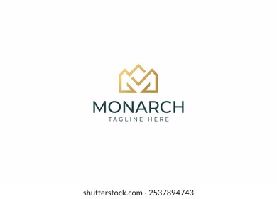 Elegant Monarch Logo Design for Premium Branding with Abstract Letter M and Crown Concept