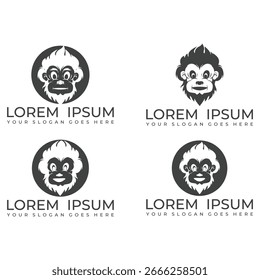 Diseño elegante de la ilustración del logotipo de la cabeza del mono