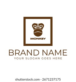 Elegant monkey head logo illustration design