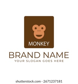 Diseño elegante de la ilustración del logotipo de la cabeza del mono