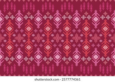  Elegant, monochromatic geometric design in shades of deep red and pink. This intricate, seamless pattern adds a touch of sophistication to any project.