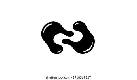 Una elegante Ilustración vectorial monocromática con Formas fluidas abstractas interconectadas. El diseño utiliza curvas suaves y una estética minimalista, perfecta para logotipos, fondos y otros