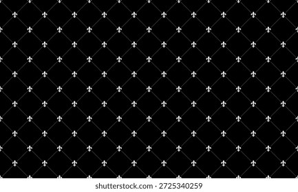 Elegante patrón de fleurdelis monocromo.  Perfecto para fondos, textiles o diseño de Sitio web.  Sofisticado y versátil, este diseño repetitivo evoca el lujo y la tradición.