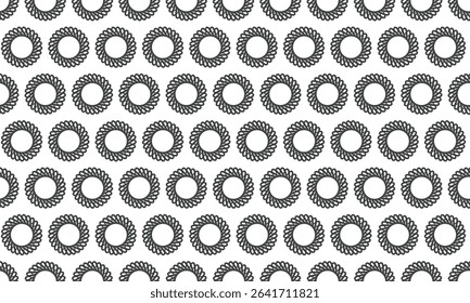 Elegant monochrome pattern of intertwined circular motifs.  A seamless design ideal for backgrounds, textures, or website designs.  Represents cyclical processes, unity, or infinite connection.