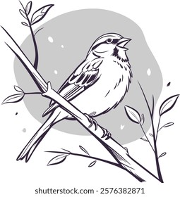 Elegant monochrome sparrow sketch created with minimalist brush strokes, perfect for artistic and decorative use.