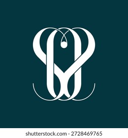 Elegant Monogram 'A' Logo Design with Heart Accents and Flourishes