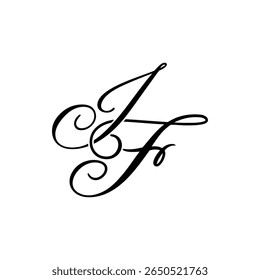 Elegant IF Monogram in Black Script – Stylish Calligraphy Initial Logo on White Background
