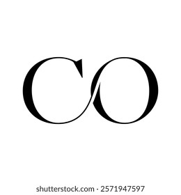 elegant monogram "CO" is formed by intertwining the letters, creating a sense of unity and sophistication. The minimalist design and clean lines convey a sense of timeless style and understated luxury