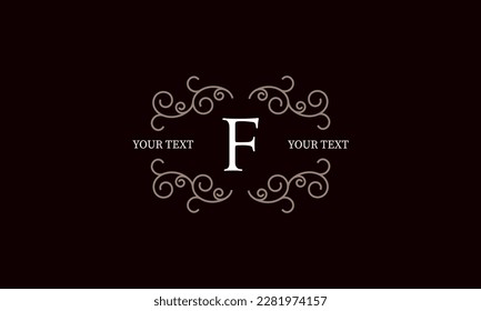 Elegant monogram design. Business logo. Capital Letter Emblem F - Sign for Royalty, Business Card, Boutique, Hotel, Heraldic, Jewelry.