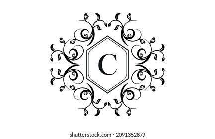 Elegant monogram design with letter C for restaurant logo, boutique, emblem, jewelry, business.
