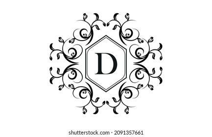 Elegante diseño de monograma con letra D para el logo del restaurante, boutique, emblema, joyería, negocios.