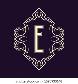 Elegant monogram design with letter E. Business emblem, glamour badge, vintage initial label template.