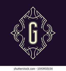 Elegant monogram design with letter G. Business emblem, glamour badge, vintage initial label template.