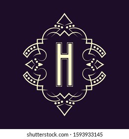 Elegant monogram design with letter H. Business emblem, glamour badge, vintage initial label template.