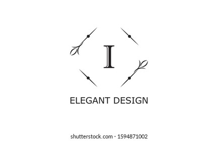 An elegant monogram design for the letter I. Calligraphic ornament. Business sign, identity monograms for restaurant, boutique, hotel, heraldry, jewelry. Vector illustration.