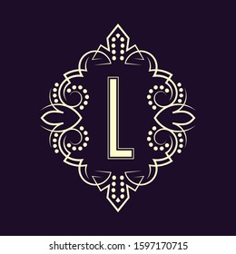 Elegant monogram design with letter L. Business emblem, glamour badge, vintage initial label template.
