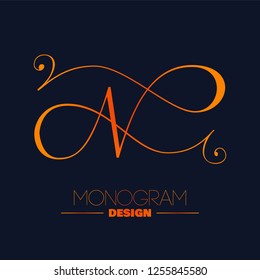 Elegant monogram design - letter N