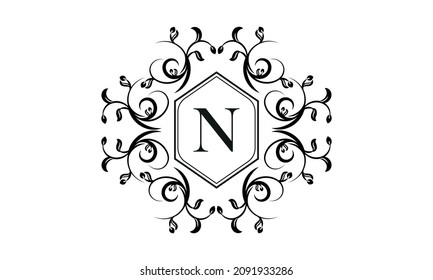 Elegante diseño de monograma con letra N para el logotipo del restaurante, boutique, emblema, joyería, negocio.