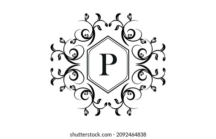 Elegant monogram design with letter P for restaurant logo, boutique, emblem, jewelry, business.