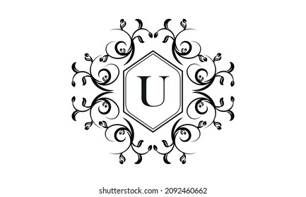 Elegant monogram design with letter U for restaurant logo, boutique, emblem, jewelry, business.