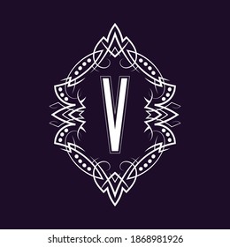 Elegantes Monogramm-Design mit dem Buchstaben V. Business-Emblem, Glamour-Badge, Vintage-Erstklebevorlage.