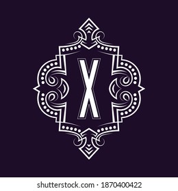 Elegant monogram design with letter X. Business emblem, glamour badge, vintage initial label template.