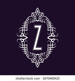 Elegant monogram design with letter Z. Business emblem, glamour badge, vintage initial label template.