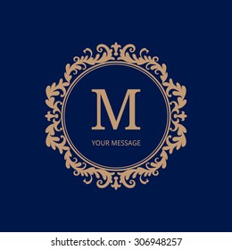 Elegant monogram design template. Calligraphic floral ornament. Can be used for label and invitation design .Business sign, monogram identity for restaurant, boutique, cafe, hotel, heraldic, jewelry.