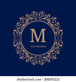 Elegant monogram design template. Calligraphic floral ornament. Can be used for label and invitation design .Business sign, monogram identity for restaurant, boutique, cafe, hotel, heraldic, jewelry.