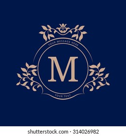 Elegant monogram design template. Calligraphic floral ornament. Wedding monogram. Can be used for label and invitation design .Business sign, monogram identity for restaurant, boutique, cafe, hotel