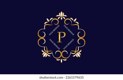 Elegant monogram design template with initial letter P. Luxury elegant ornament logo for restaurant, boutique, hotel, fashion, business.