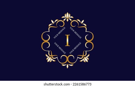 Elegant monogram design template with initial letter I. Luxury elegant ornament logo for restaurant, boutique, hotel, fashion, business.