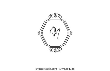 Elegant monogram design template with letter N. Business sign, restaurant identity, royalty, boutique, cafe, hotel, heraldry, jewelry, fashion, wine. Vector illustration