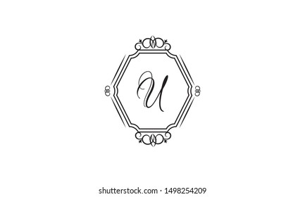 Elegant monogram design template with letter U. Business sign, restaurant identity, royalty, boutique, cafe, hotel, heraldry, jewelry, fashion, wine. Vector illustration