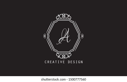Elegant monogram design template with letter A. Business sign, restaurant identity, royalty, boutique, cafe, hotel, heraldry, jewelry, fashion, wine. Vector illustration