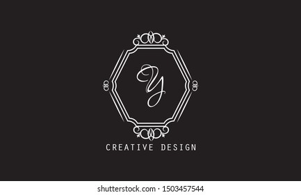 Elegant monogram design template with letter Y. Business sign, restaurant identity, royalty, boutique, cafe, hotel, heraldry, jewelry, fashion, wine. Vector illustration