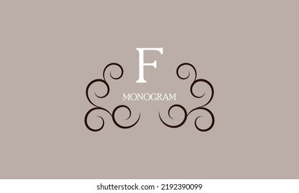 Elegant monogram design template for the letter F. Calligraphic exquisite ornament. Business sign, identity monogram for restaurant, boutique, cafe, etc