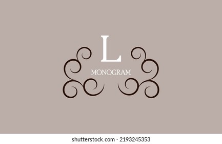 Elegante modelo de diseño de monograma para la letra L. Exquisito ornamento caligráfico. Signo de negocio, monograma de identidad para restaurante, boutique, café, etc.