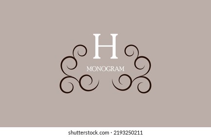 Elegant monogram design template for the letter H. Calligraphic exquisite ornament. Business sign, identity monogram for restaurant, boutique, cafe, etc
