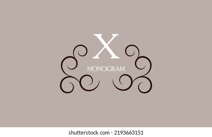 Elegant monogram design template for the letter X. Calligraphic exquisite ornament. Business sign, identity monogram for restaurant, boutique, cafe, etc