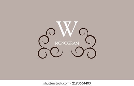 Elegante modelo de diseño de monograma para la letra W. Exquisito ornamento caligráfico. Signo de negocio, monograma de identidad para restaurante, boutique, café, etc.