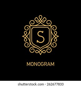 Elegant monogram design template with letter S. Vector illustration