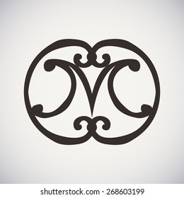 Elegant monogram design template with letter M. Vector vintage emblem