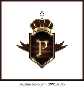 Elegant monogram design template with letter P. Vector illustration.