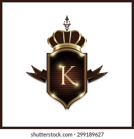 Elegant monogram design template with letter K. Vector illustration.