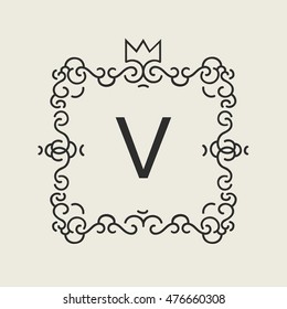Elegant monogram design template with letter V for Royalty, business card, website, Boutique, Hotel, Restaurant, Jewelry. Vector illustration.