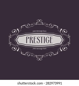 Elegant monogram design template. Luxury calligraphic emblem frame ornament. Line logo design. Vector illustration good for Boutique, Restaurant, Cafe, Heraldic, Hotel, Fashion, Jewelry.