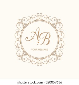 Elegant monogram design template for one or two letters . Wedding monogram. Calligraphic elegant ornament. Vector illustration. Business sign, monogram identity for restaurant, boutique, cafe, hotel